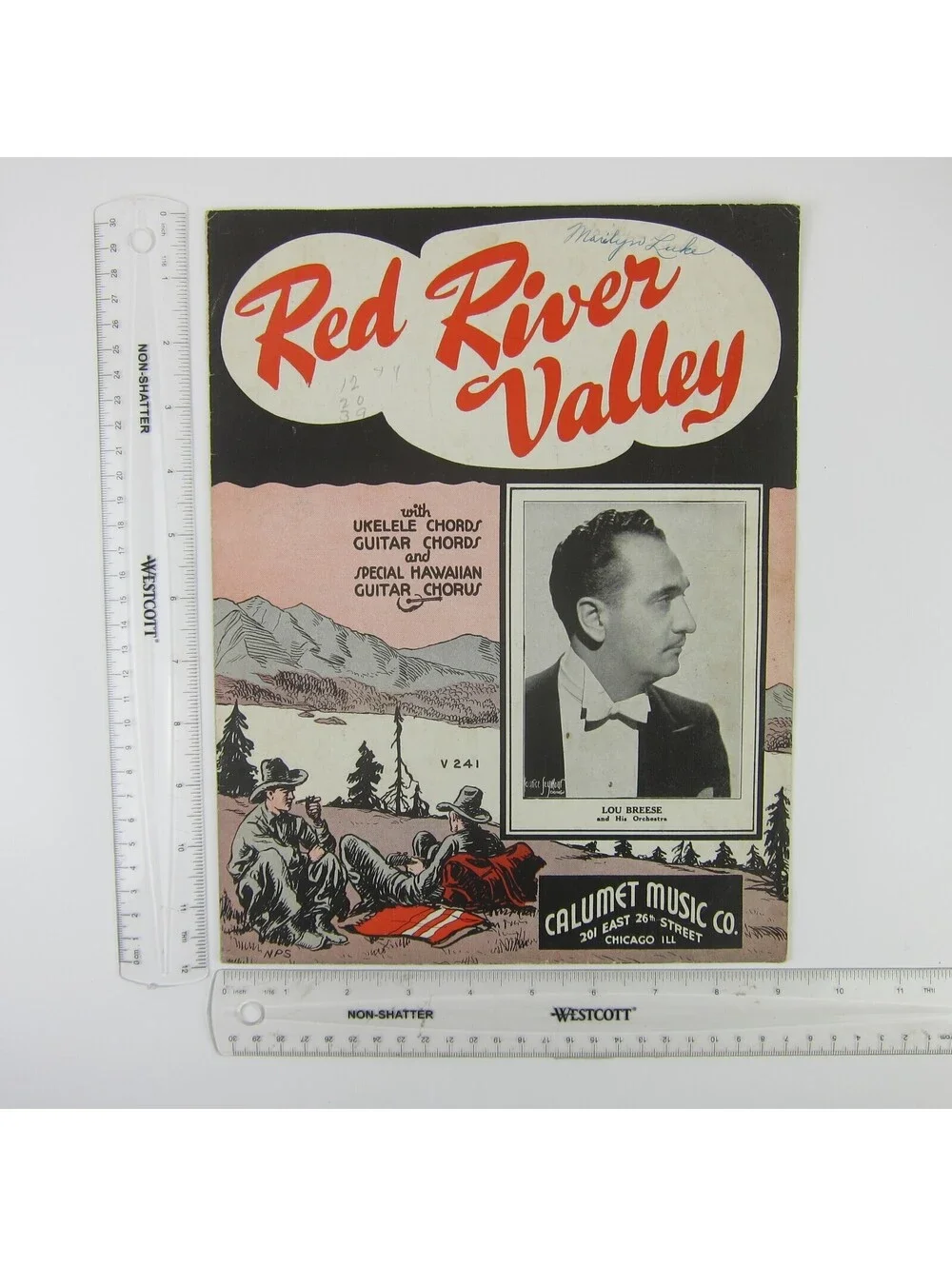 Sheet Music Red River Valley Western Film Lou Brees Guitar Ukelele Vintage 1935